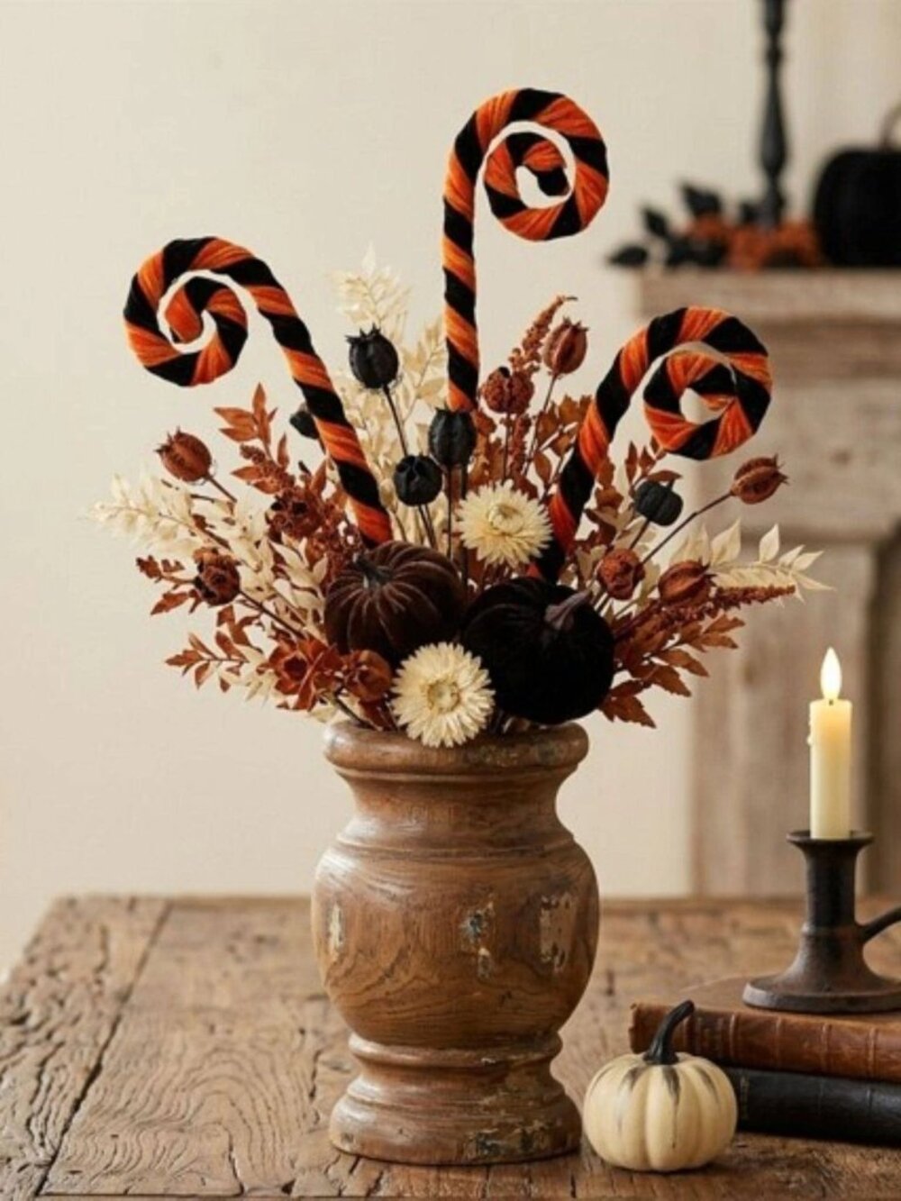 28" Velvet Whimsy Curl Spray Black and Orange Fall Halloween Trim a Tree DIY